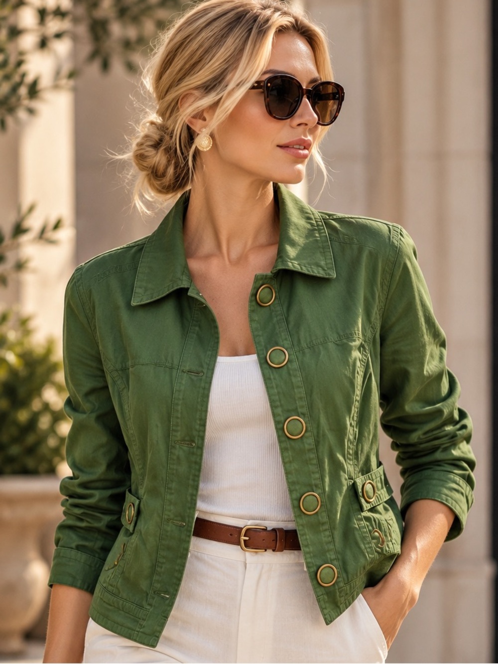 LAL Live A Little Green Cotton Utility Jacket Size L
